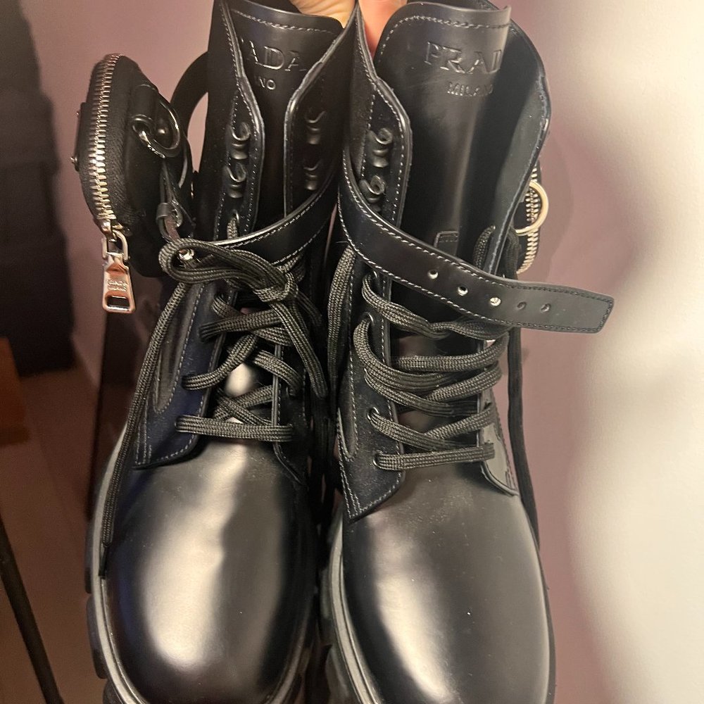 PRADA Brand New Boots never worn- Monolith leather and Re-Nylon boots with pouch